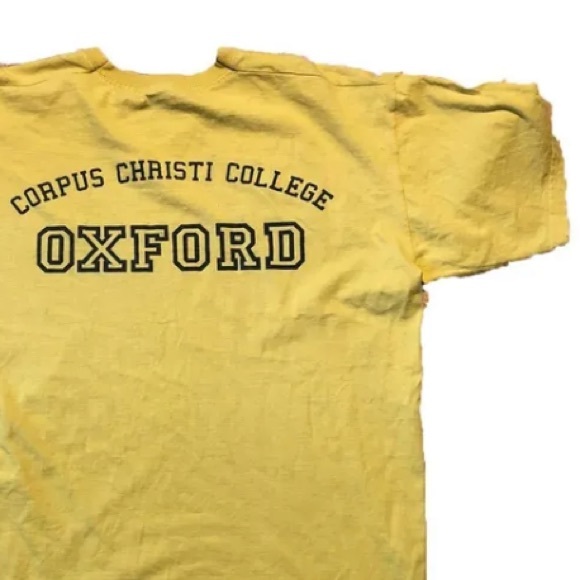 Oxford Corpus Christi College Yellow Graphic T-Shirt Size Medium M, Rare Version - Picture 4 of 4